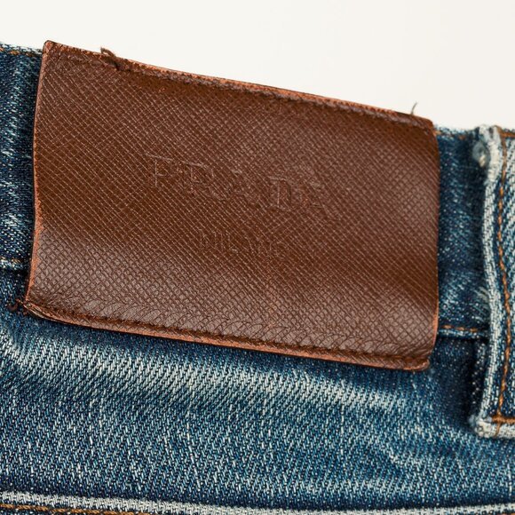 Prada Medium-Blue Distressed Tapered-Fit Jeans - Picture 10 of 16